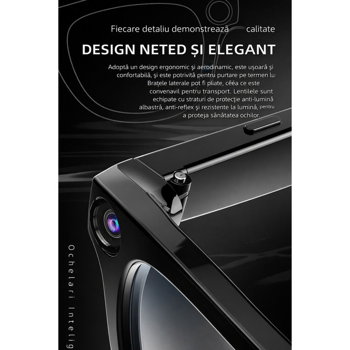 Ochelari Inteligenti cu Camera GBV Logic GS3, Video/ Foto 8MP, Filmare Full HD, Memorie 32GB, Control Aplicatie